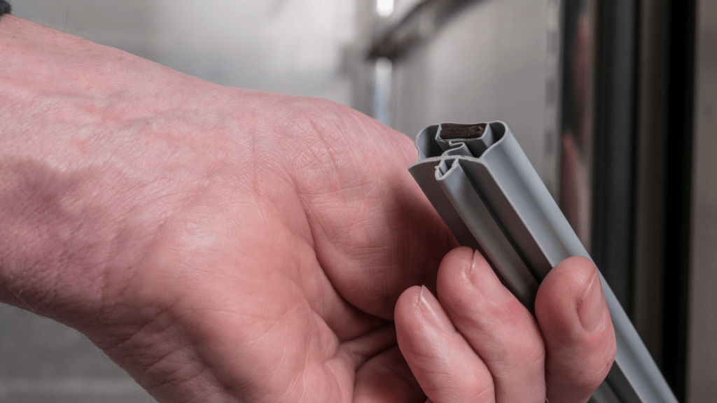 Commercial fridge door seal close-up