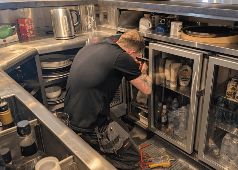 Local commercial refrigeration technicians at work